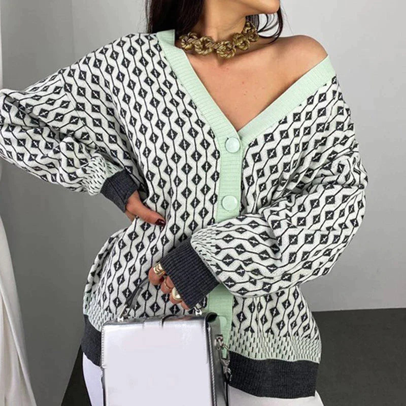 Cardigan Tricot Xadrez Com Botões Annie — foto 5