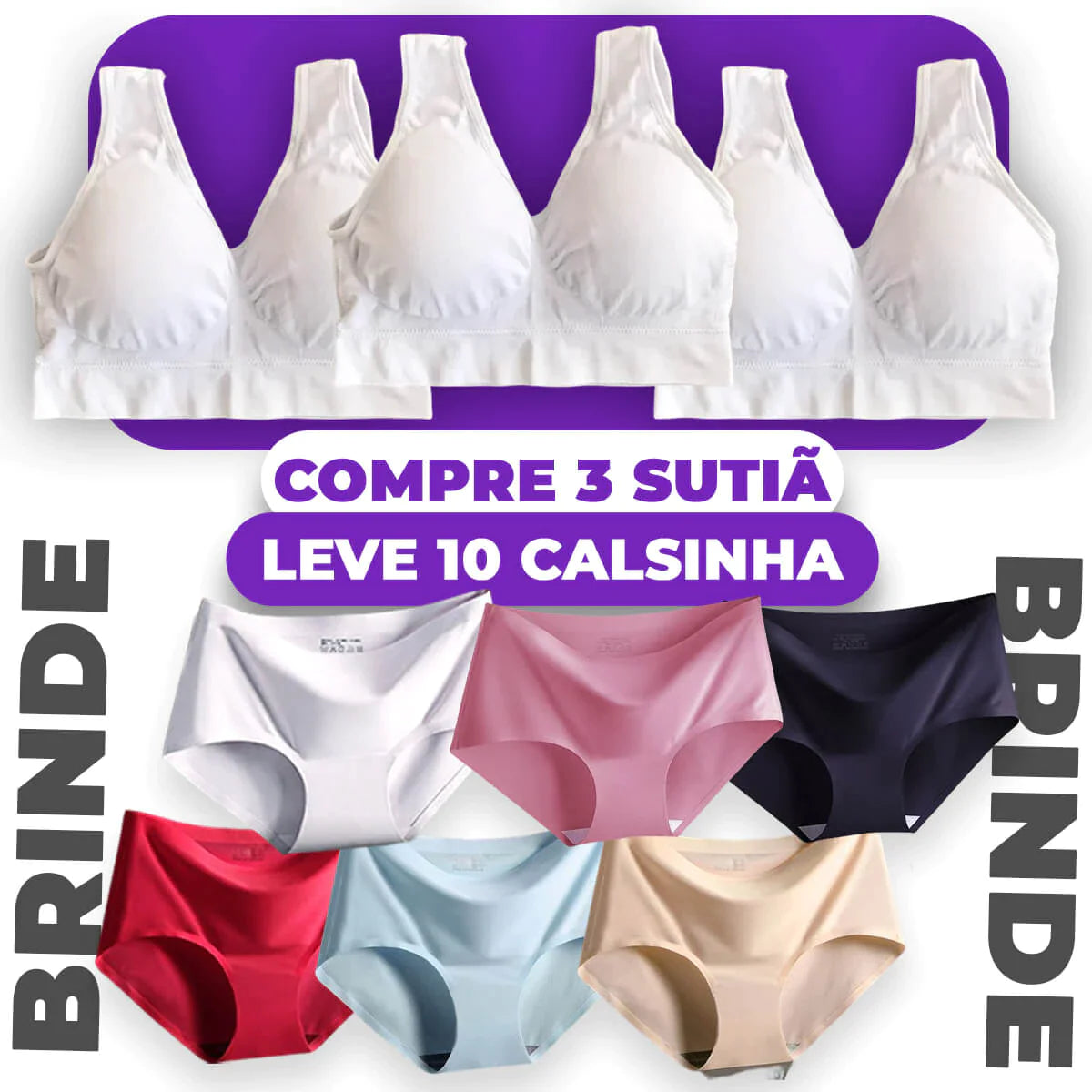 Compre 1 Leve 3 Sutiãs + 10 Calcinhas Premium de Brinde