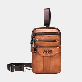 Bolsa JEEP de Couro Multiuso Transversal Para Celular Peito e Ombro