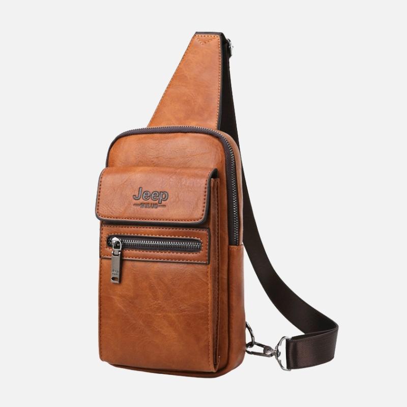 Bolsa JEEP de Couro Masculina Transversal Tiracolo