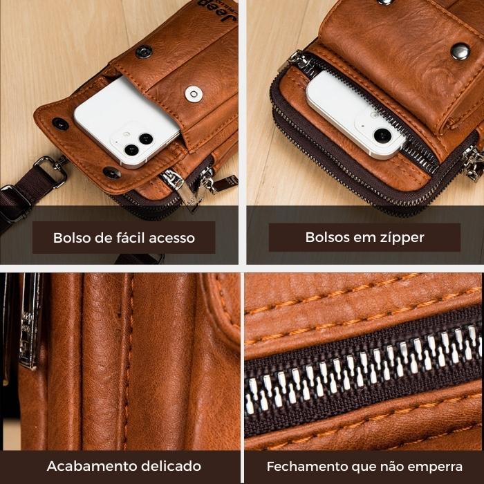 Bolsa Pochete JEEP de Couro Masculina Transversal