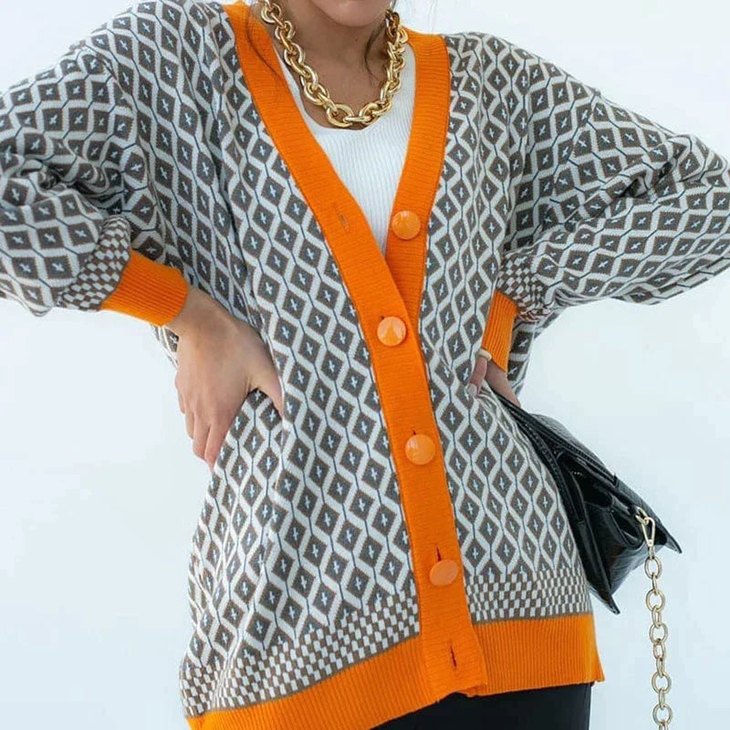 Cardigan Tricot Xadrez Com Botões Annie — foto 4