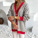 Cardigan Tricot Xadrez Com Botões Annie
