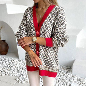 Cardigan Tricot Xadrez Com Botões Annie