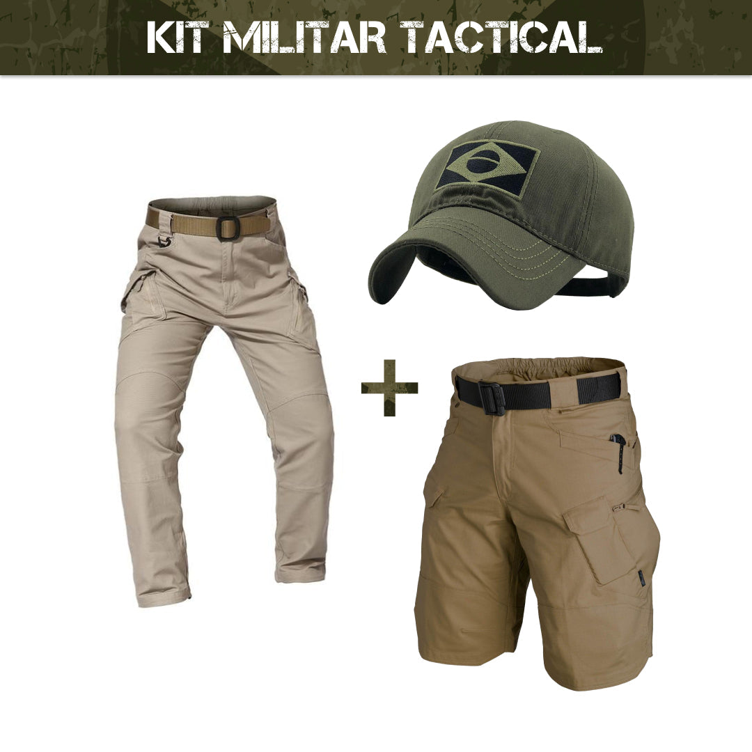 Conjunto Militar  - Calça + Bermuda + Boné Brasil