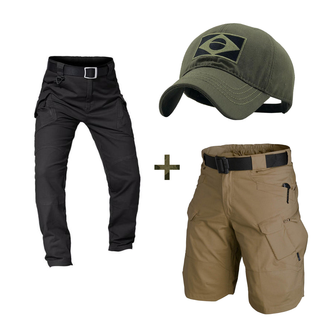 Conjunto Militar  - Calça + Bermuda + Boné Brasil