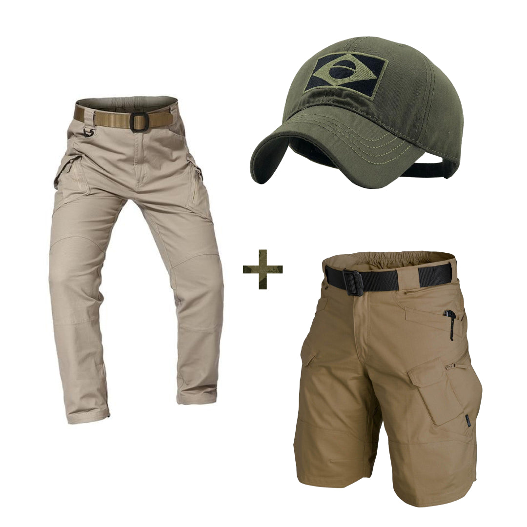 Conjunto Militar  - Calça + Bermuda + Boné Brasil