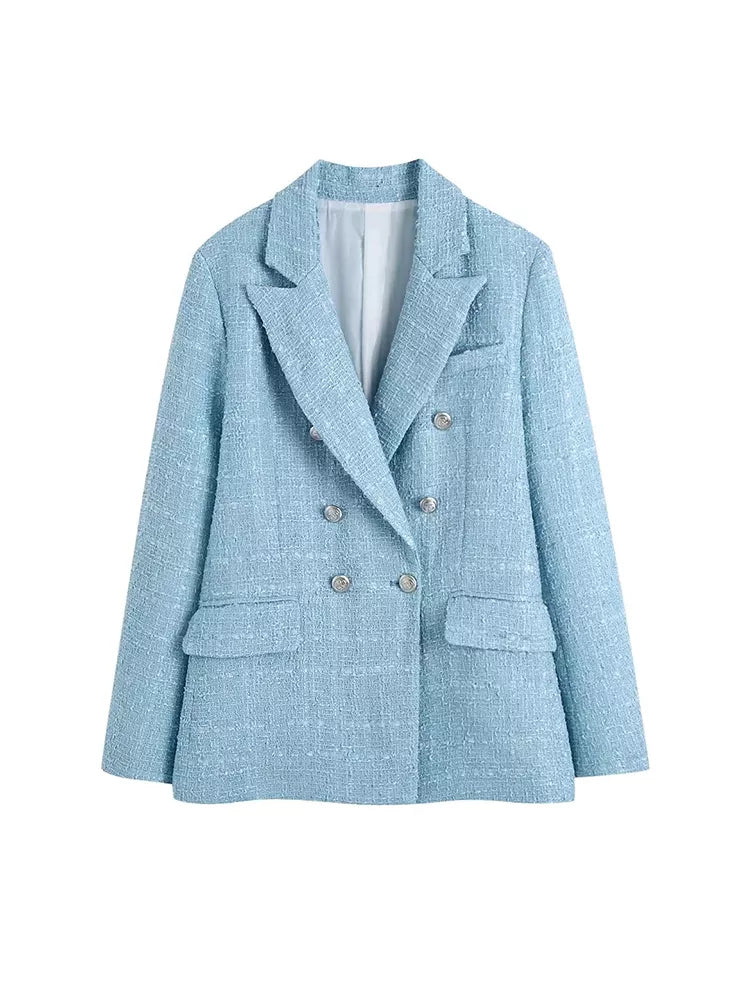 Blazer Tweed Alongado e Shorts Saia Lady