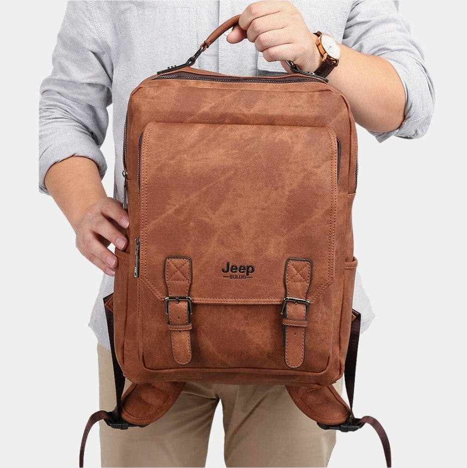 Mochila JEEP de Couro Classic com Bolsos