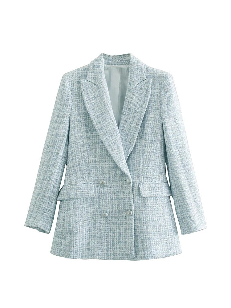 Blazer Tweed Alongado Sandy — vista lateral