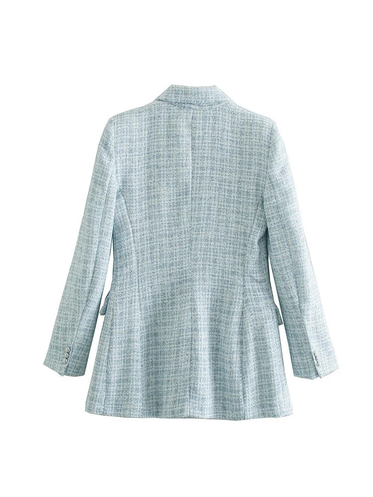 Blazer Tweed Alongado Sandy — vista lateral