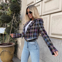Blazer Cropped Tweed Bertha