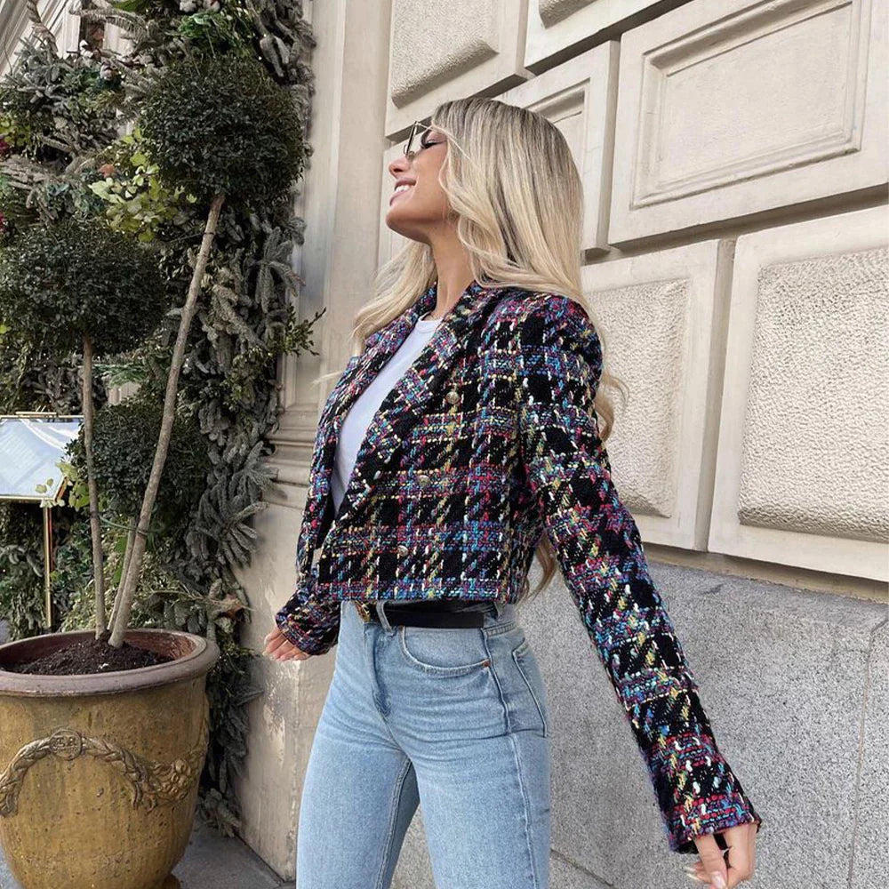 Blazer Cropped Tweed Bertha