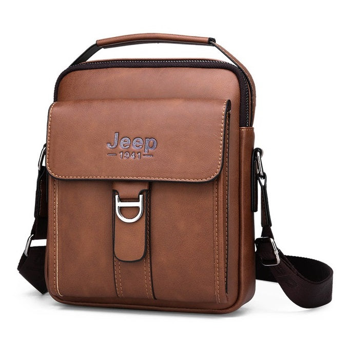 Bolsa JEEP em Couro Bag Masculina de Ombro com Fecho Metal