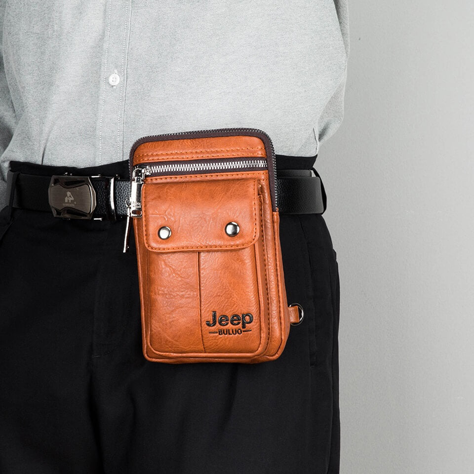 Bolsa Pochete JEEP de Couro Masculina Transversal